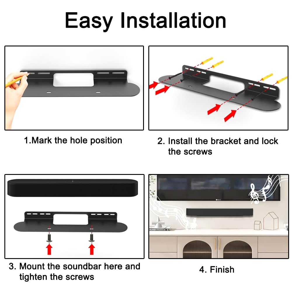 TopHomer Supporto soundbar Sonos Beam staffa compatibile Gen 1 Gen 2 bianco