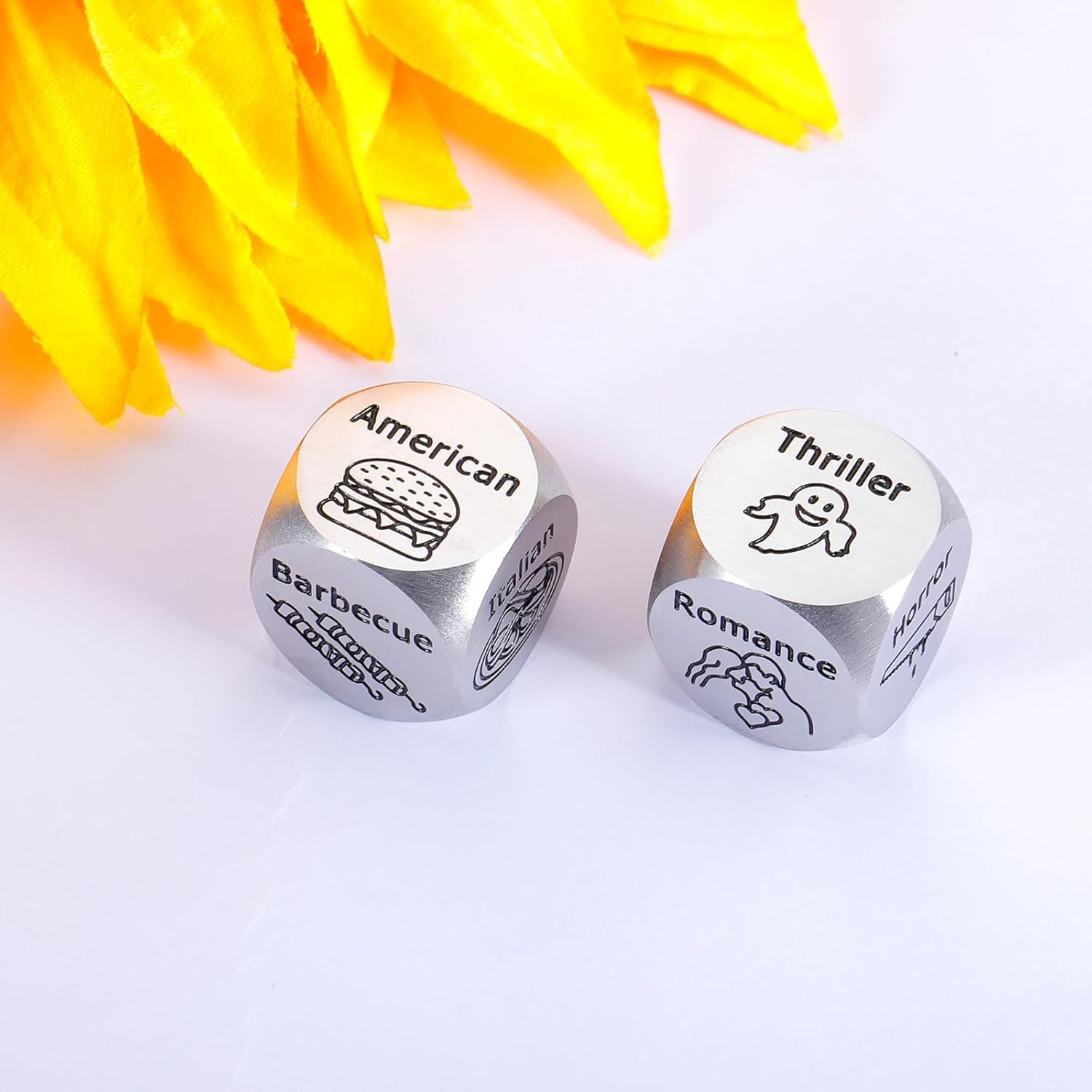 3rd Anniversary for Wife Girlfriend, Movie Night Supplies, Food Dice, Easter Basket Stuffers for Boyfriend, Valentines Gift for Him, 3 Year Anniversary Present