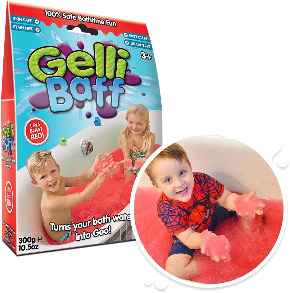 Gelli Baff Red, 1 Bath or 6 Play Uses, As if by Magic, water turns into goo, Stress Relief Satisfying Kids Gift, Montessori Toy, UK Made