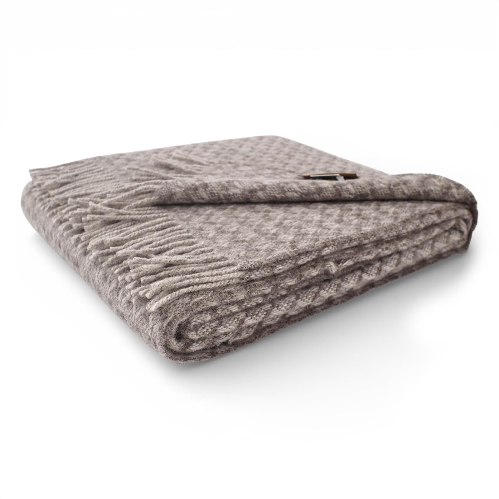 LANEROSSI Plaid in pura lana vergine con frange di MARZOTTO - cm 130x170 (Brown)