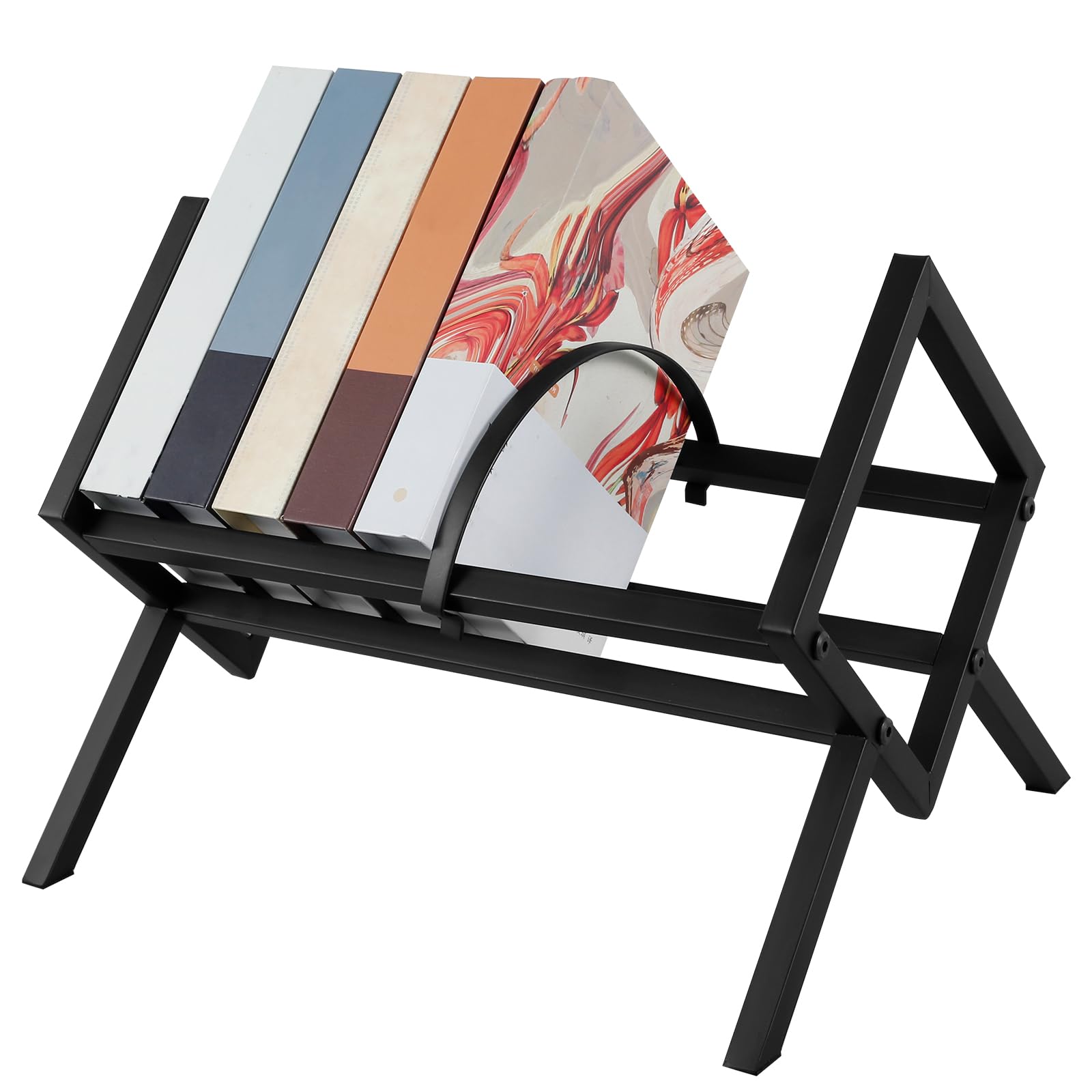 Zhjiutak Black Vinyl Record Storage Holder,Metal Vinyl Record Display Rack Holds Up To 100 Lp Record Album Holder With Movable Divider, Book And Record Album Storage, Album And Lp Storage Organizer