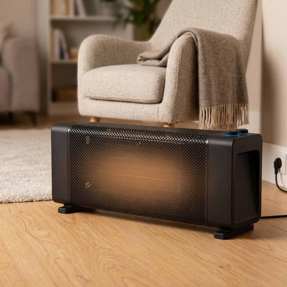 Suinga Radiador de Mica1500 W | Estufa Eléctrica con 2 Potencias 750-1500 W | Termostato Regulable | Seguridad Antivuelco y Sobrecalentamiento | Calor Rápido en 1 Minuto | Diseño Compacto y Silencioso