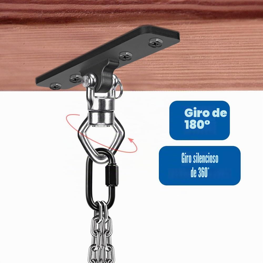 BeneLabel Percha de techo con capacidad de carga de 408 kg, percha de acero inoxidable, soporte de silla colgante de 360° para seda de aire, bolsa de boxeo, anillo de gimnasio