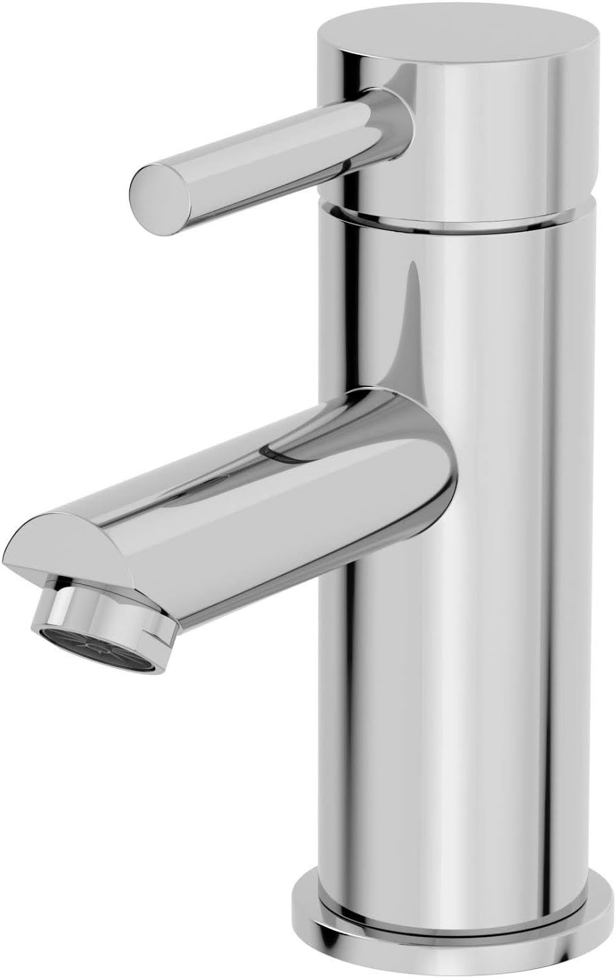 Modern Bathroom Round Mono Basin Sink Mixer Tap Brass Single Lever ...