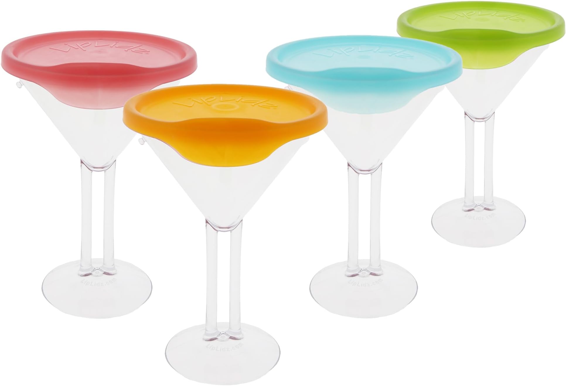 LipLidz - Reusable Martini Glasses, 4 Pack, 10 oz Dual-Stemmed BPA-Free Plastic Drinkware with Lid, Made in USA Stylish Outdoor Cocktail Cups | Keeps Bugs Out Of Your Drink