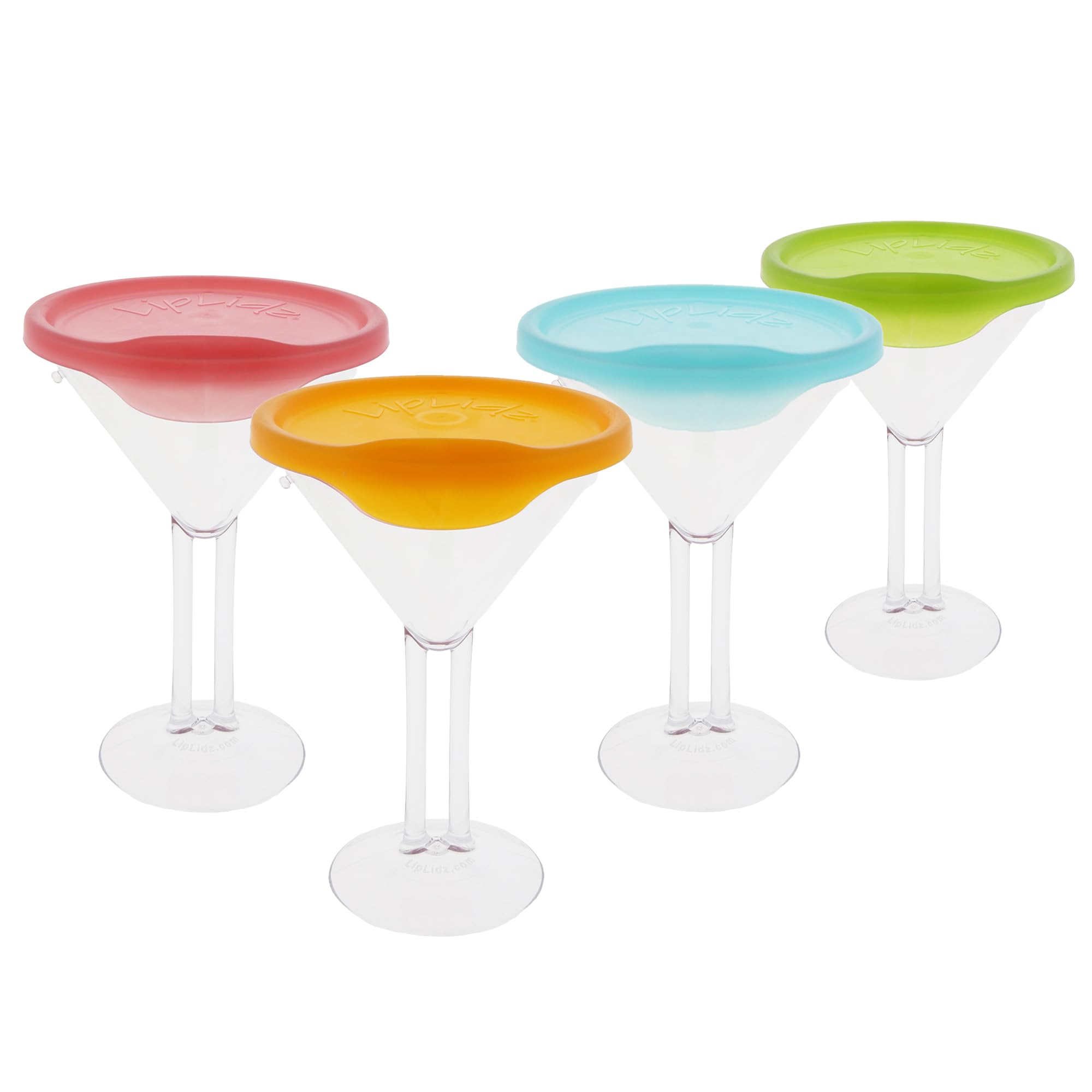 LipLidz - Reusable Martini Glasses, 4 Pack, 10 oz Dual-Stemmed BPA-Free Plastic Drinkware with Lid, Made in USA Stylish Outdoor Cocktail Cups | Keeps Bugs Out Of Your Drink