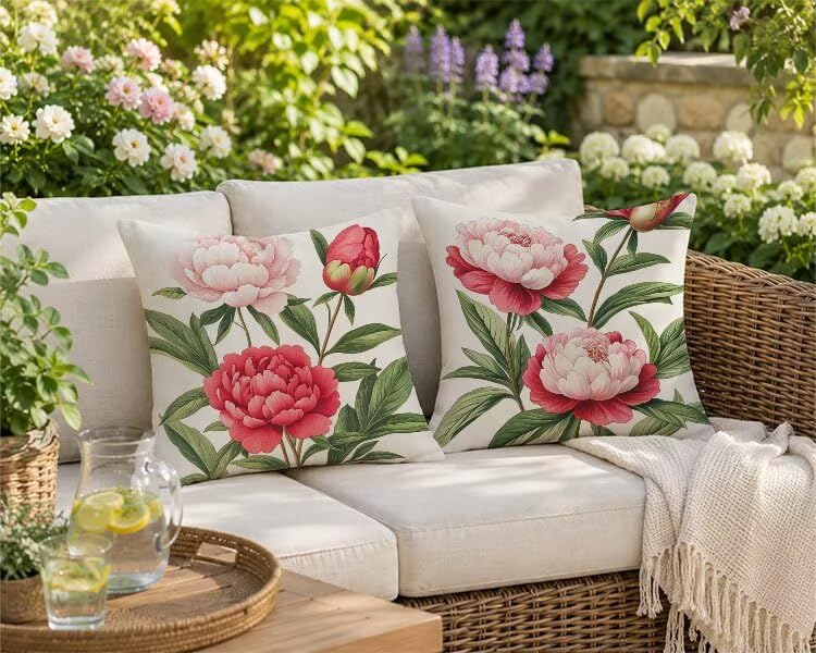 Lin coussin extérieur imperméable 60x60 au tissage premium blanc - 3