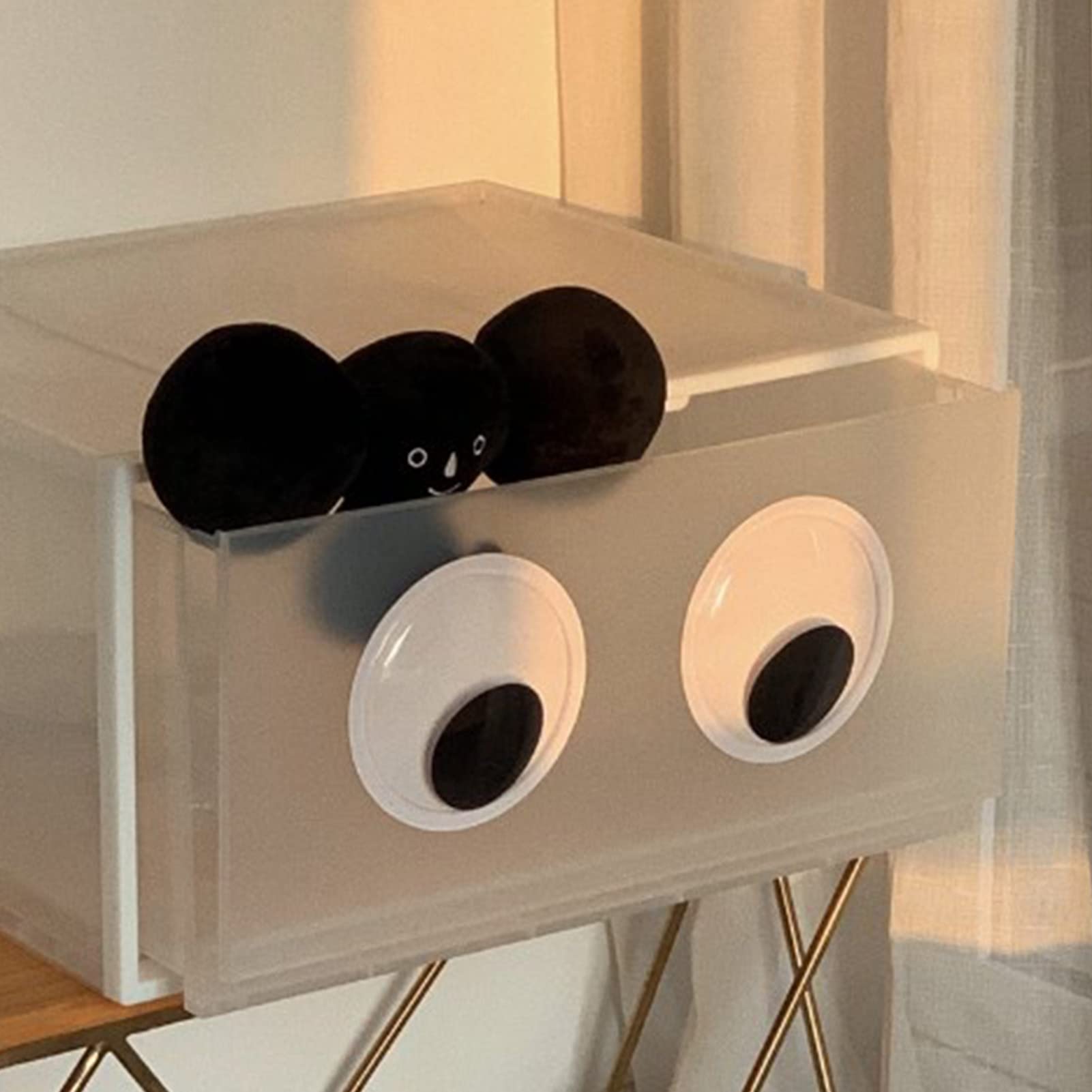 2PCS Googly Eyes, Self Adhesive Googly Eyes Black and White Googly Eyes Wiggle Googly Eyes Large Wiggle Eyes for Home Decoration (Black and White)
