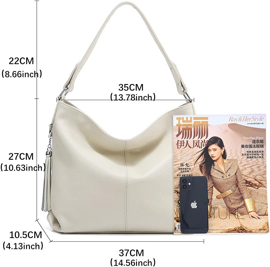 Fashion Soft Real Genuine Leather Tassel Women's Handbag Ladies Shoulder Tote Messenger Hobo Bag Satchel - Image 3