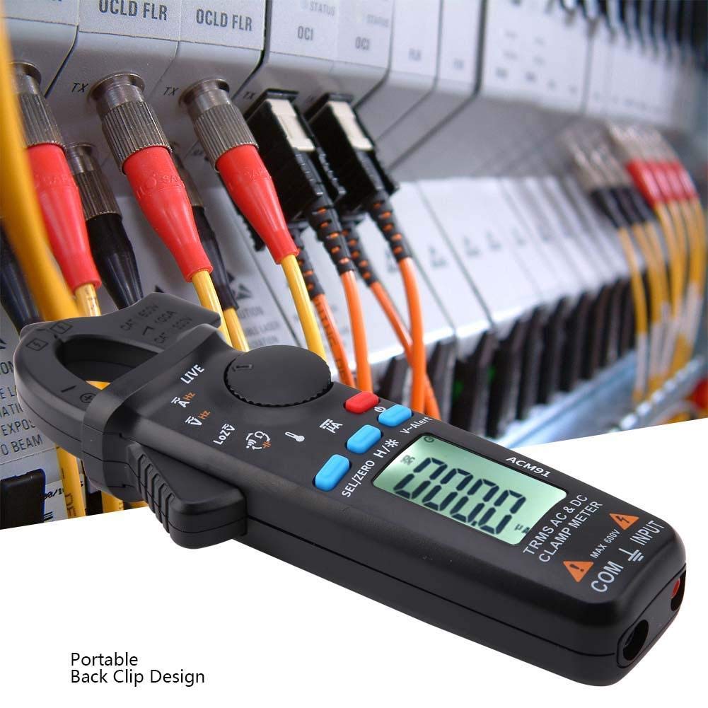 ACM91 Medidor de Pinza Digital de Corriente de AC/DC de 1 mA Medidor de Contadores de Verdadero Valor Eficaz RMS 6000 Probador de Baja Impedancia Negro