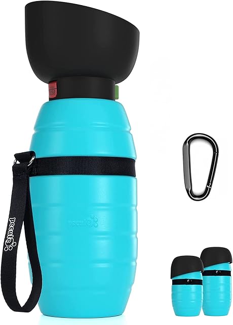 pecute Dog Water Bottle 500ml, Portable Puppy Drinking Bottles Leak Proof Pet Travel Bottle, Lightweight Water Dispenser Bowl for Outdoor Walks Trips Hikes Travels