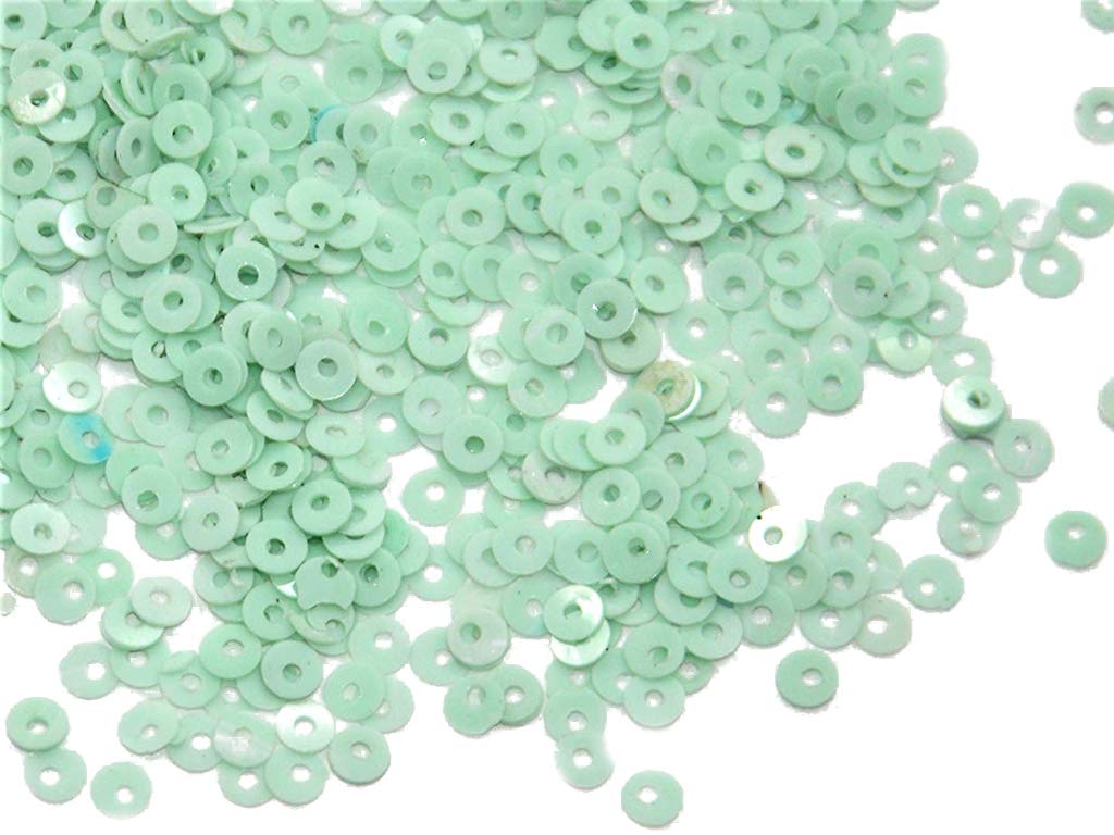 The Design Cart Light Mint Green Round Centre Hole Sequins (4 mm) (Pack of 100 Grams)- for Embroidery, Beading, Arts and