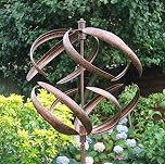 Creekwood Sphere Wind Sculpture Spinner 180cm Height - Brushed Copper