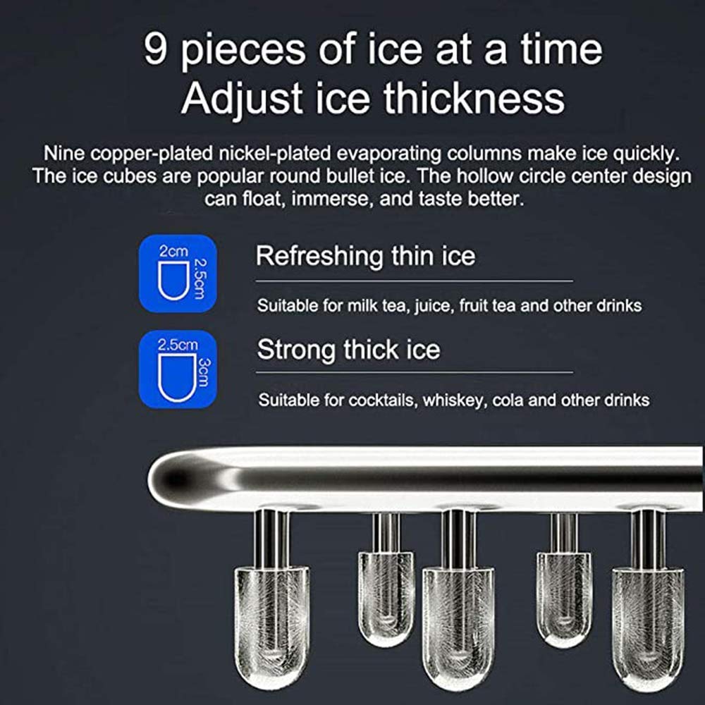 Ice Making Machine Ice Cubes Ready in 8 Mins Make 10Kg Ice in 24 Hrs Portable Small Ice Cube Maker for Countertop Home Bar