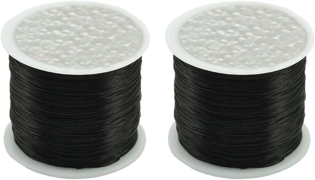 0.5mm Flat Crystal Elastic Line - 54 Yard/Roll - 2 Roll Beading Elastic Cord for DIY Handmade Accessories Beaded Bracelet Rope (Black)