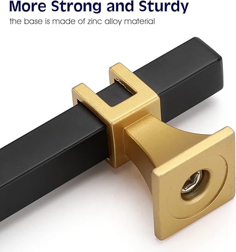 Miniatura 5 de Haliwu Paquete de 20 tiradores de gabinete negros, manijas de gabinete negras y doradas, tiradores cuadrados para cajones, manijas de armario de