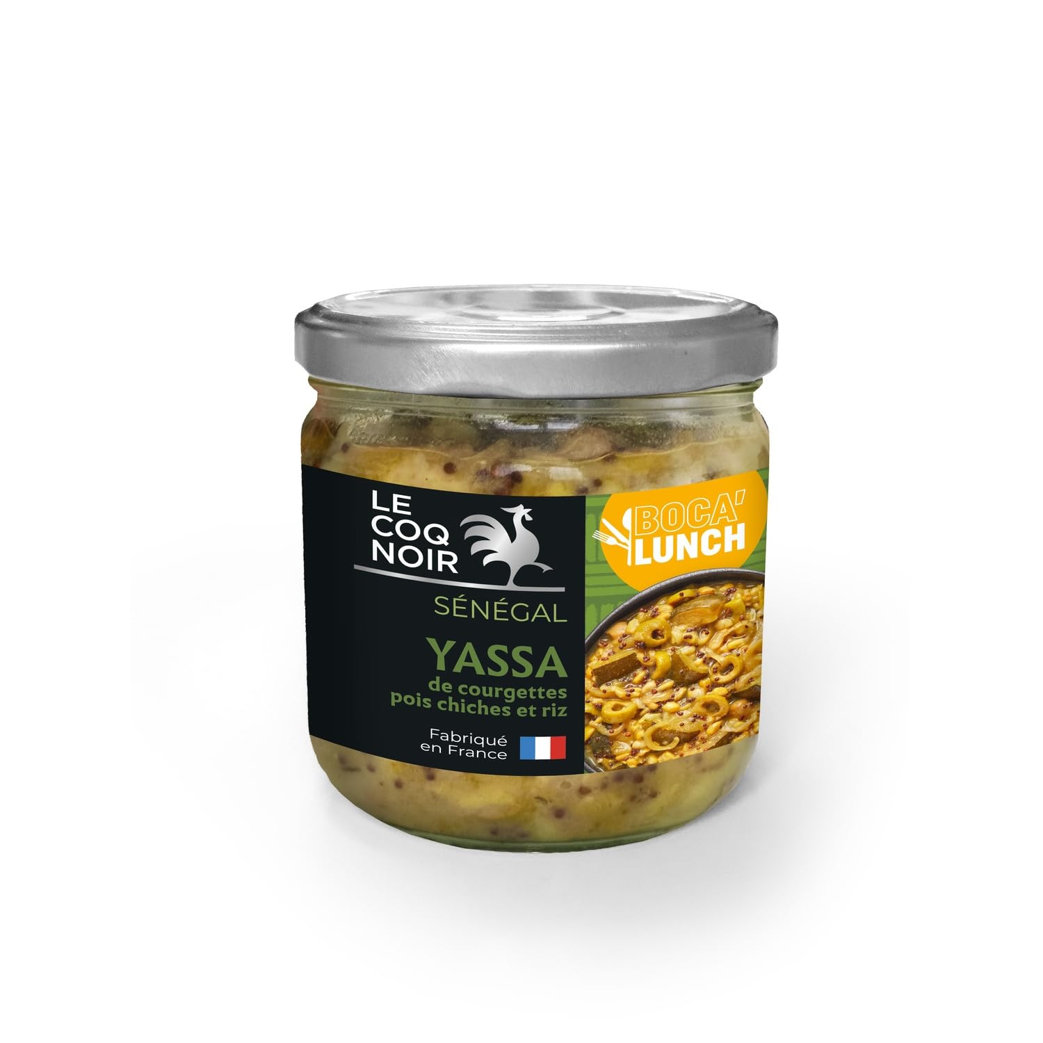 LE COQ NOIR Sauce Yassa Bio de Courgettes, Pois Chiches et Riz 330g — Plat Végétarien Prêt à Déguster, Fabriqué en France - Lot de 3