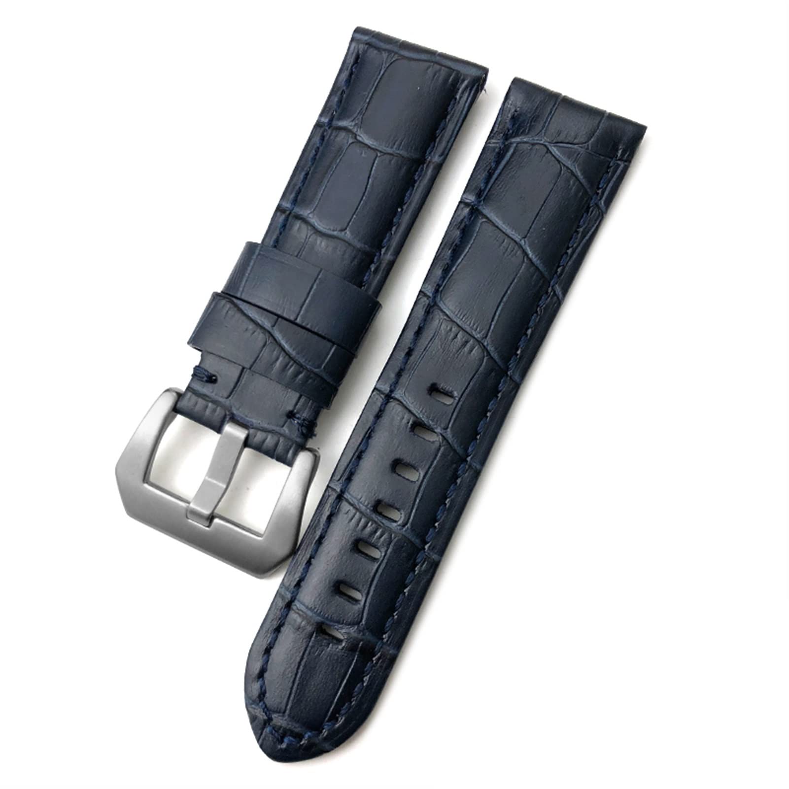 Bracelet montre 24mm en cuir de vachette pour Panerai Luminor avec boucle acier