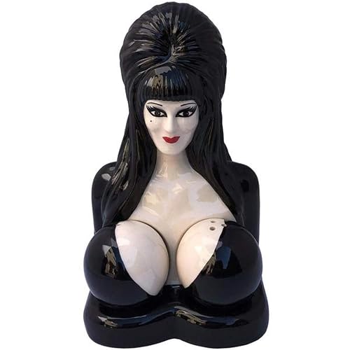 Kreepsville 666 Official Elvira Mistress of the Dark Salt and Pepper Shakers, Ceramic, Combined Pepper and Salt Shakers