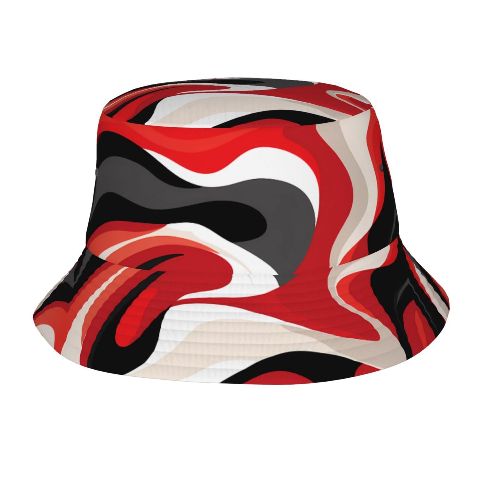 WZYWHJ Adult Bucket Hats red Black White Abstract Pattern for Men's and Women's Summer Sun Protection
