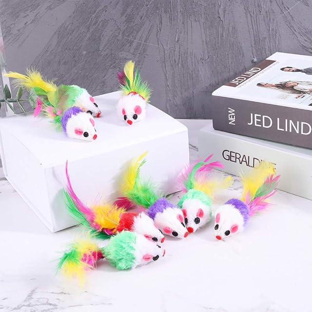 Foto 7 de 7 de falllea Lot de 20 jouets en fourrure pour chat - Avec queue en plumes - Pour chat
