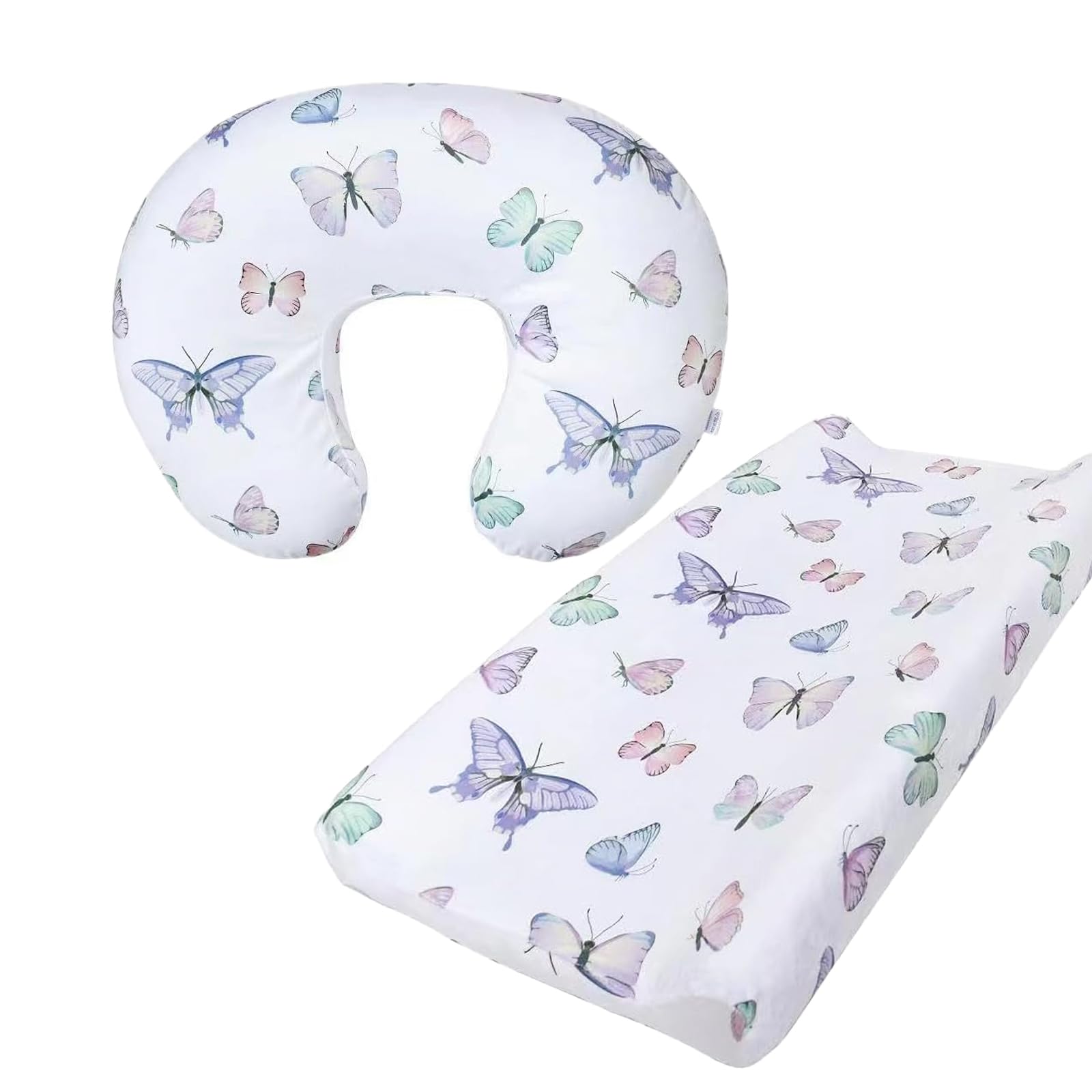 iEvolve Baby Nursing Pillow Cover Breast Feeding Pillow Cover Slipcover U Shape for Baby Boy Girl,Cover Only(Butterfly)