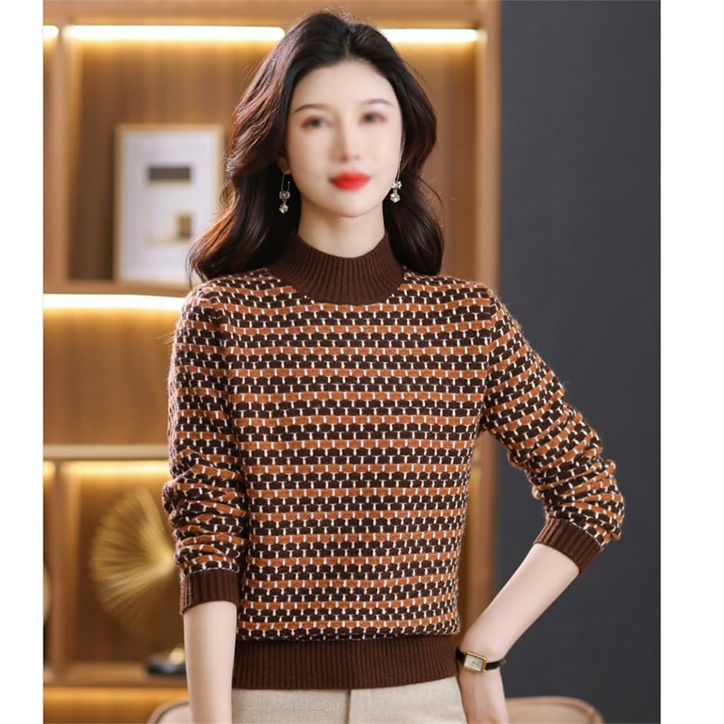 Cuello Medio Alto con un suéter Grueso Estampado de Madre de Moda como Base