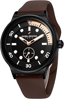 Daniel Hechter Paris Auber Collection Analog Quartz Watch for Men with Round Gloss Dial, Small Seconds Sub-Dial & Silicone Strap