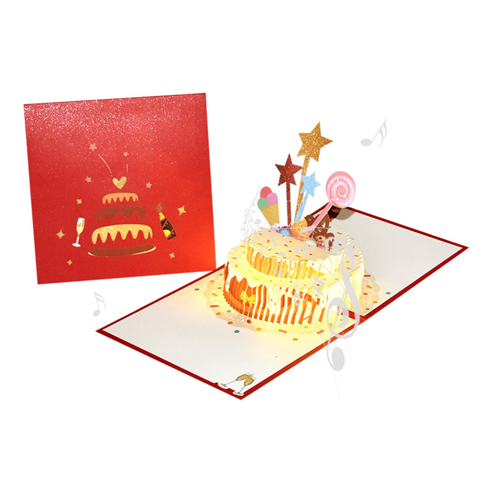 Tsophreniq Music Birthday Card for Girl Kids Wife Husband 3D Cake Greeting Cards Postcards Gifts Plays Song Musical Cards for Women Funny