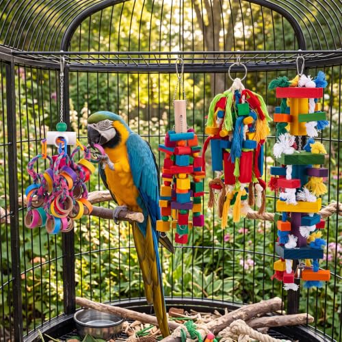 Image of Seenelling 4 Pcs Extra Large Bird Toys for Parrots, Mixed