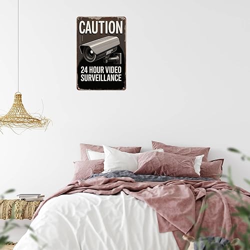 Miniatura 7 de Security Camera Cctv Surveillance Funny Wall Decor Retro Metal Sign Poster for Garage Man Cave Bathroom Bedroom Farm Inspirational Popular Wall Art