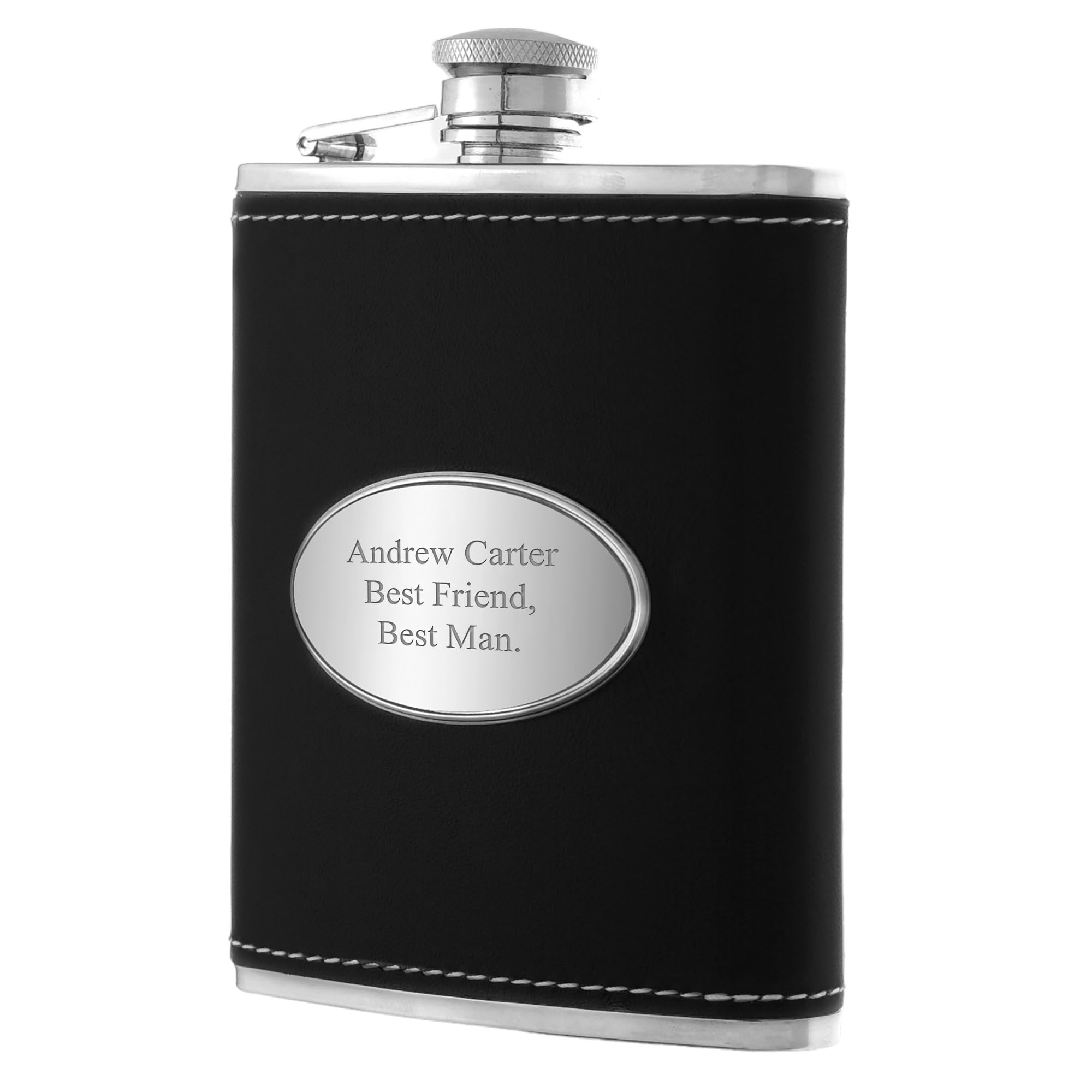 Black Leather 6 oz. Flask, Engraved Flask (Free Customization) - Things Remembered