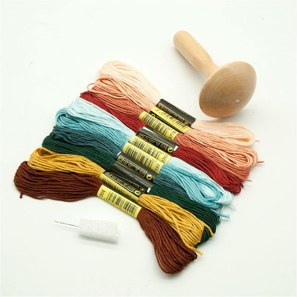 HomeSoGood Wooden Socks Darning Supplies Kit Beech Wood Mushroom Large Eye Needle and Sewing Threads for Socks Clothes Darner DIY Home Sewing