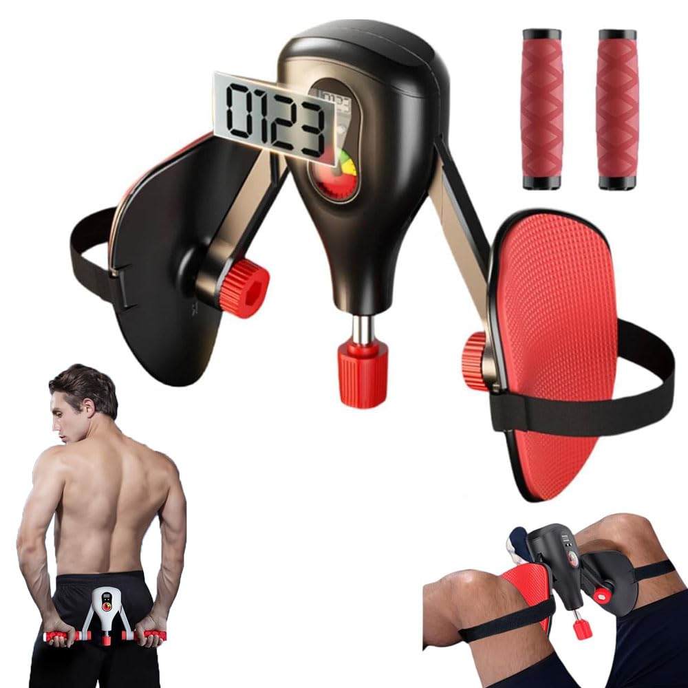 Thigh Master 0-77 lbs Adjustable Resistance with Fixed Leg Straps and  Handle, Pelvic Hip Kegel Trainer Strength Exercise Equipment, Buttock Legs