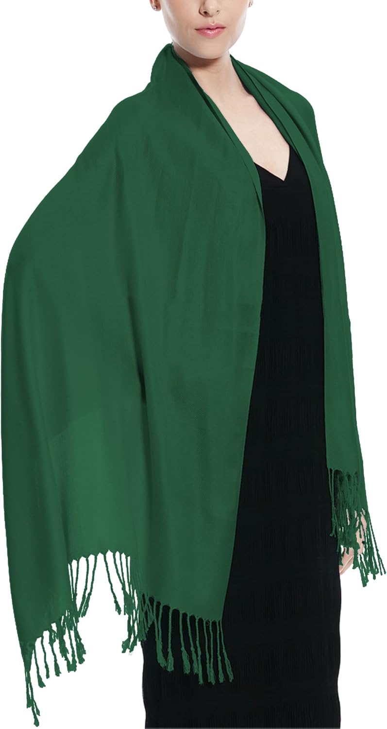 Glory Max Women Large Soft Silky Pashmina Shawl Wrap Scarf in Plain Solid Colors