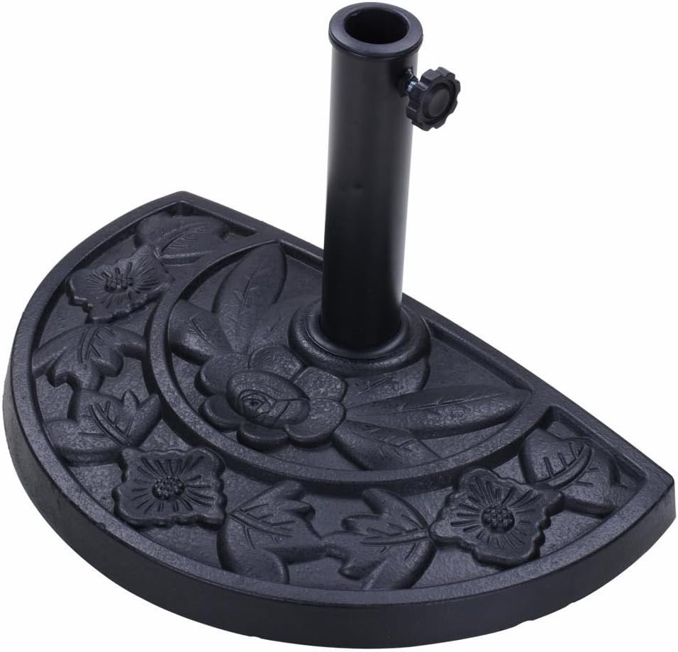 Aromzen 20" 10kg for Patio Half Umbrella Outdoor Garden Parasol Base Stand Rose Pattern