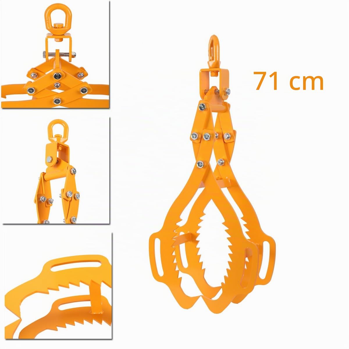 Pince Forestière pour Troncs d'Arbres jusqu'à 720 mm (3-28") - Pince à Dos, de Chargement, de Levage et de Rangement pour Bois - 1500 kg avec 4 Mandrins de Serrage