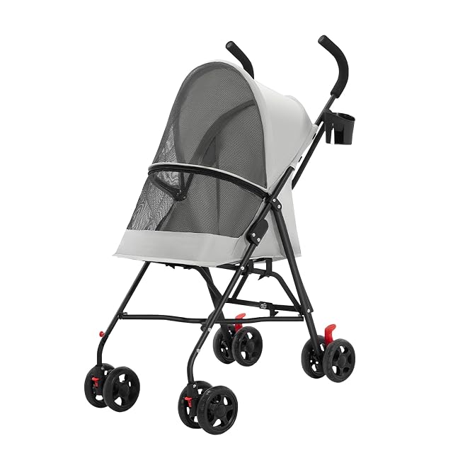 Cochecito 3 en 1 para perros pequeños y gatos, cochecito plegable con asa ajustable, 4 ruedas