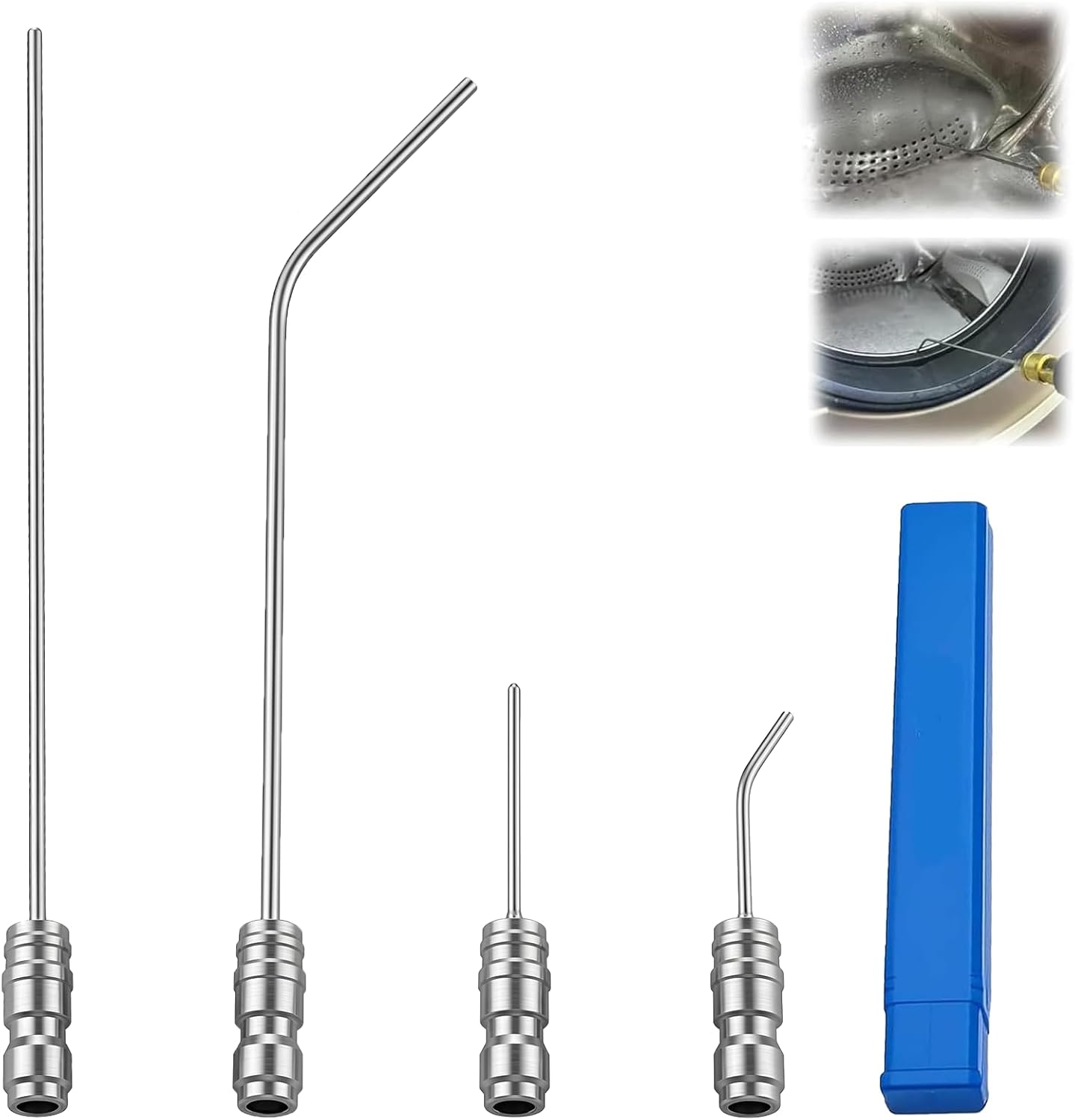 4 Pack Pressure Washer Nozzle Kit, Stainless Steel Needle Nozzle Set, 1/4" Quick Connect, Power Washer Attachments for Washing Machine, AC Coil, Water Heater, Auto Detailing, Appliance Cleaning