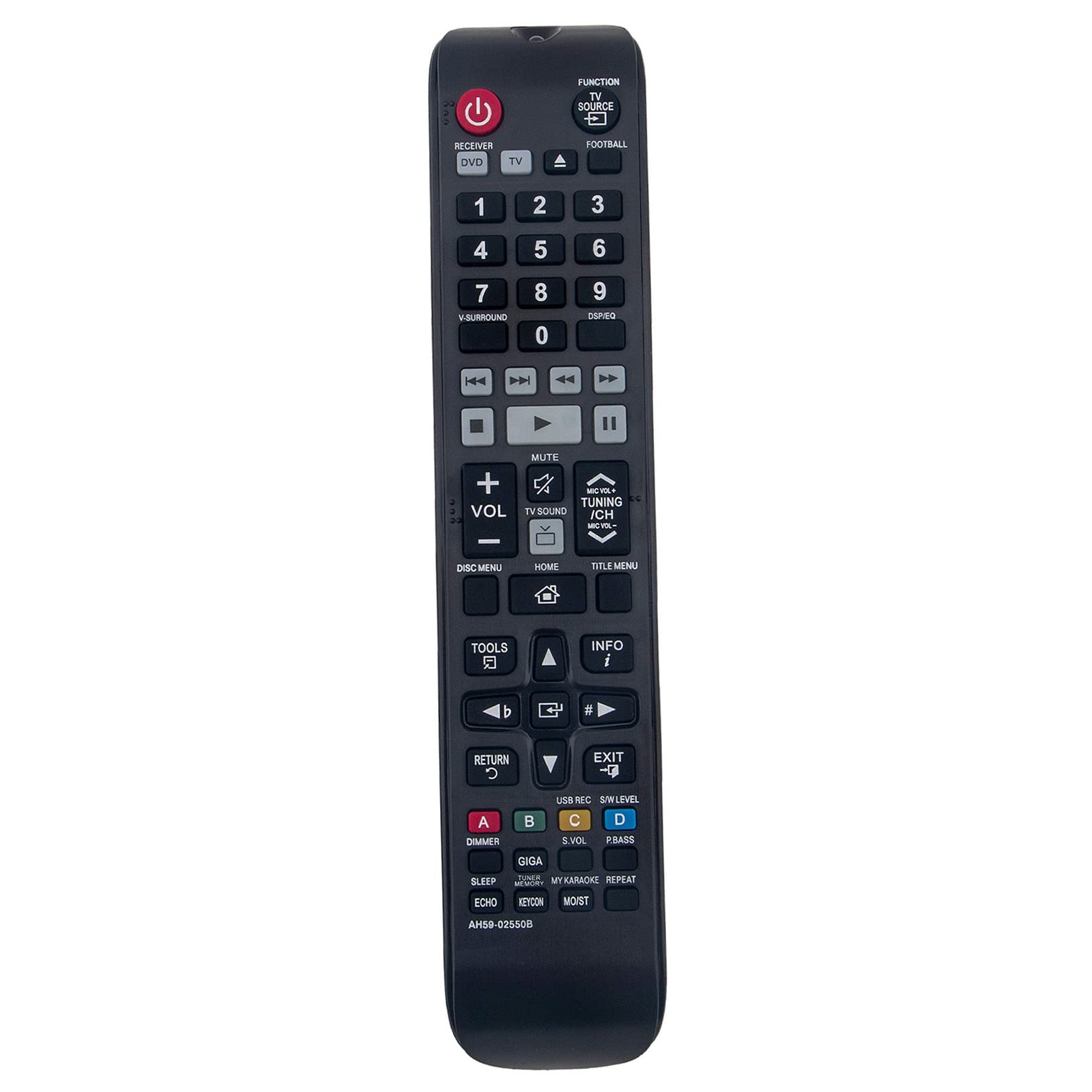 VINABTY AH59-02550B Replacement Remote Control Fit for Samsung HT-F450K HT-F453K HT-F453HK HT-F445K HT-F455K HT-F450BK HT-F453RK HT-F450RK HT-F453HBK HT-F453HRK HT-F455BK HT-F455RK HT-F453BK - Image 2