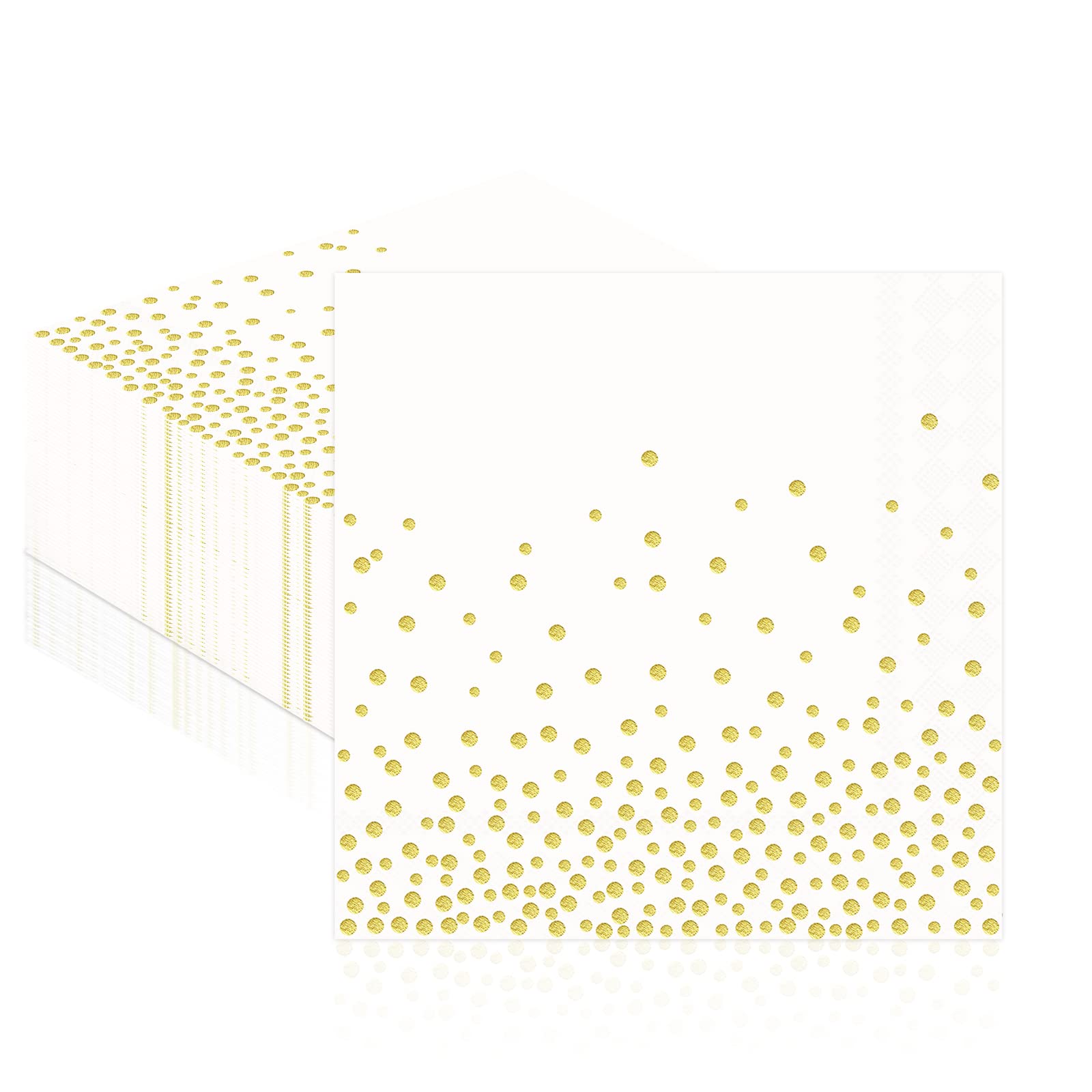 Serviettes jetables, Paillettes dorées Serviette de table, Blanc Serviette en papier, 33x33cm 80 pièces Serviettes de fête, Serviettes de cocktail Boissons serviettes Décorations de fête