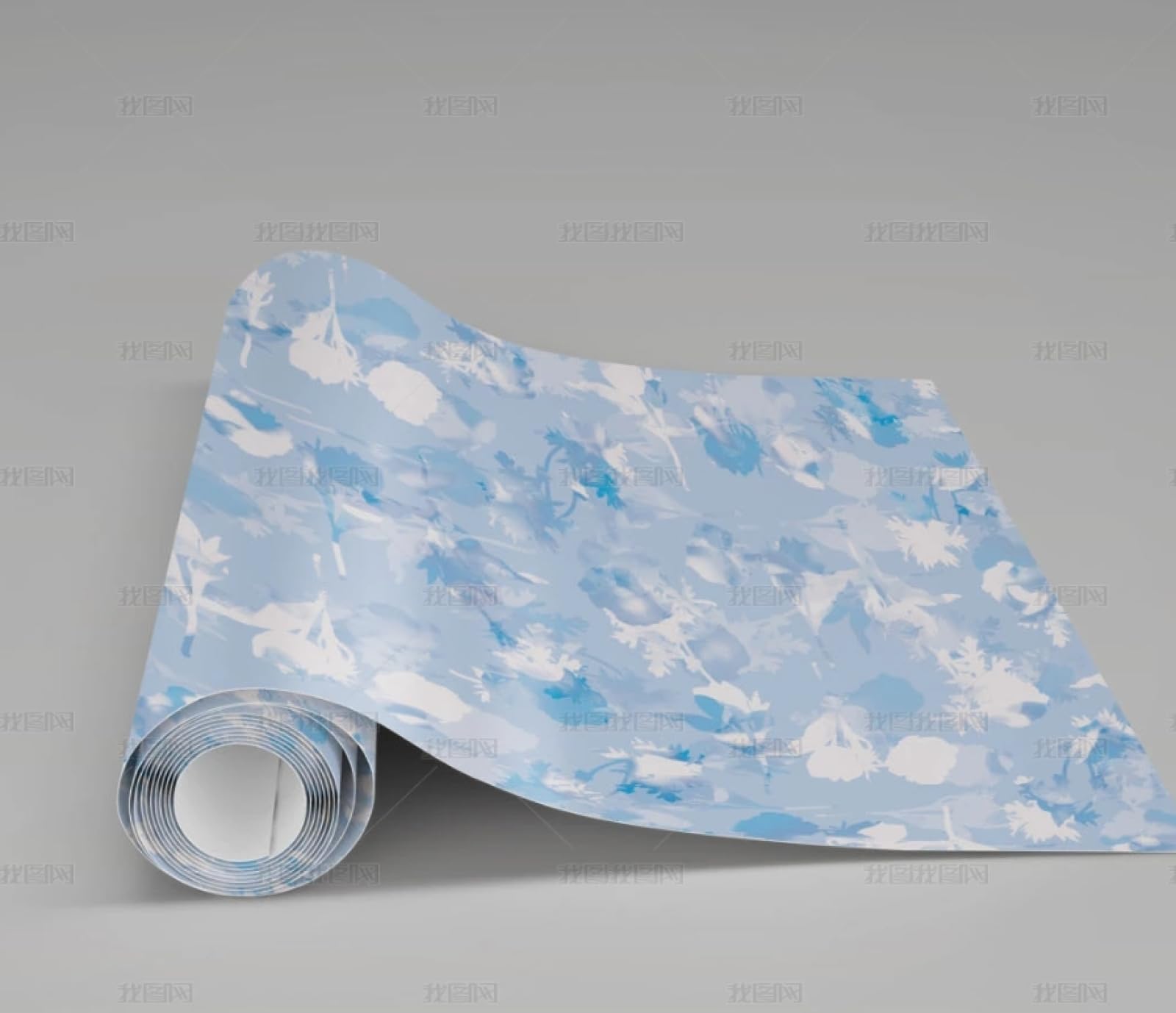 Papier peint autocollant bleu imperméable et adhésif vinyle pour armoire de salon