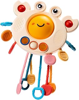 EBbels Kids String Pulling Toy, Baby Sensory Montessori Toys, Silicone Pull String Teething Toy, Educational Development Fine Motor Skills Activity Toy for 1-2 Year Olds Boys Girls (1)