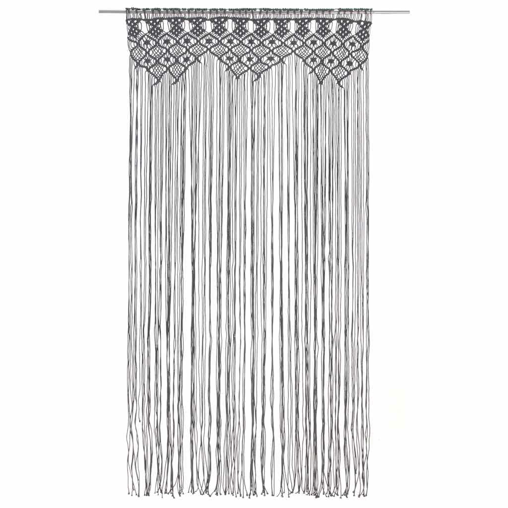 Rideau Macramé Coton Gris Anthracite 140 x 240 cm