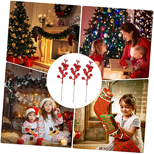 Toddmomy 24Pcs Decorações De Natal Artificiais Para Bagas Vermelhas Artificiais Para Artesanato Ramo
