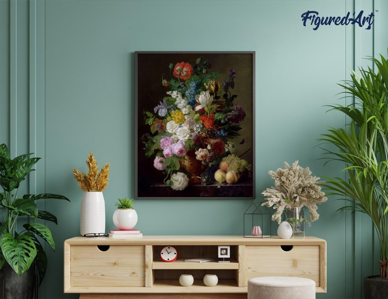 Figured'Art Paint by Numbers for Adults with Frame Jan Frans Van Dael - Vase of Flowers 16"x20" - Craft Art Painting DIY Kit Canvas Already Stretched on a Wooden Frame