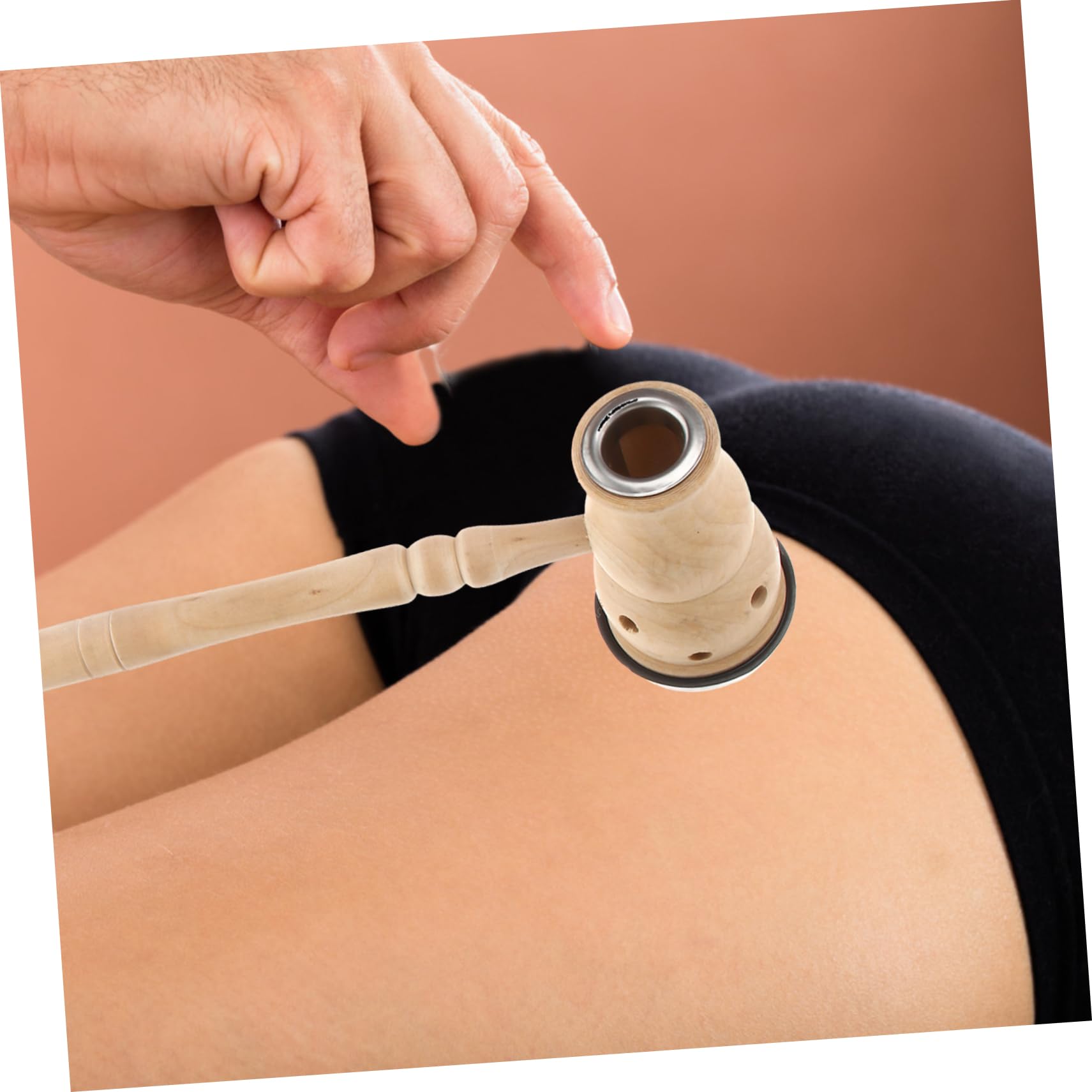 OHPHCALL Healing Moxa Box Wooden Stick Holder One Hole Design for Moxibustion Stick Heat Control