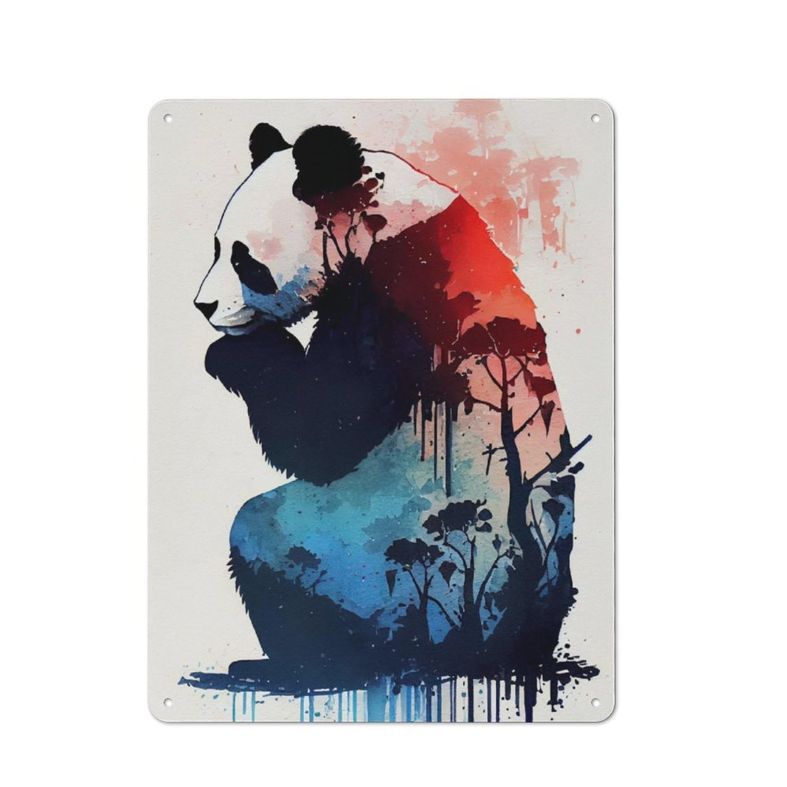 Classic Kitchen Metal Sign 40x30cm Featuring Panda Colorful, Cafe Wall Decor for Restaurant, Kitchen, Counter Or Breakfast Nook