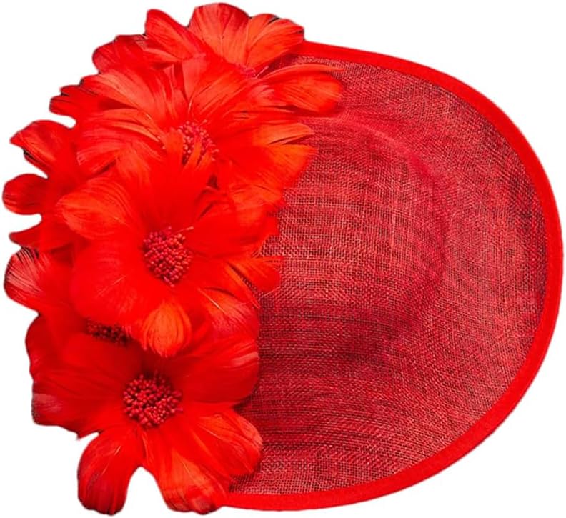 Dvbfufv Women's Fascinator Hat Women Elegant Feather Flower Pillbox Cap Hair Clip Bride Wedding Party Cap