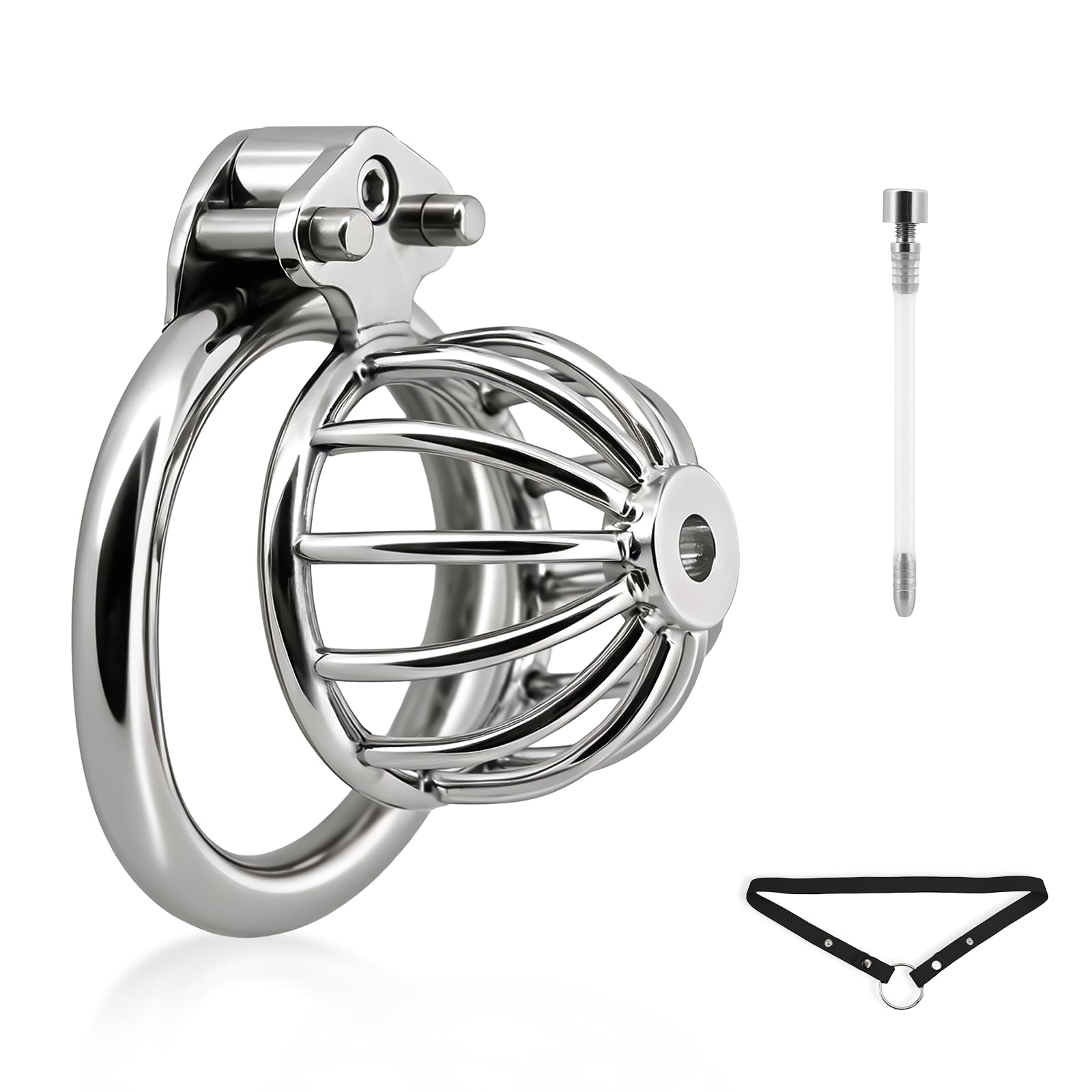 Metal Chastity Cage, 2IN1 Male Chastity Device Cock Cage BDSM Adult Sex Toy (50mm/2in)